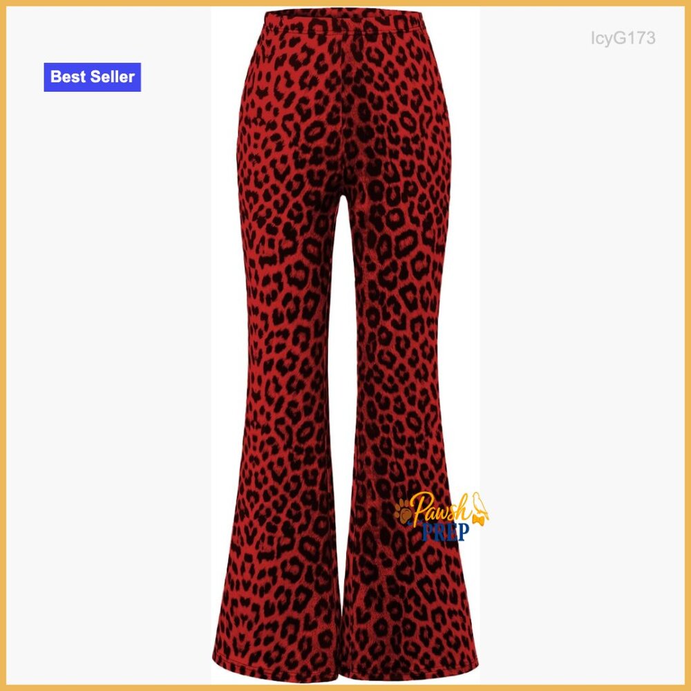Leopard Print Skinny Flare Yoga Pants High Waist Polyester Elastane